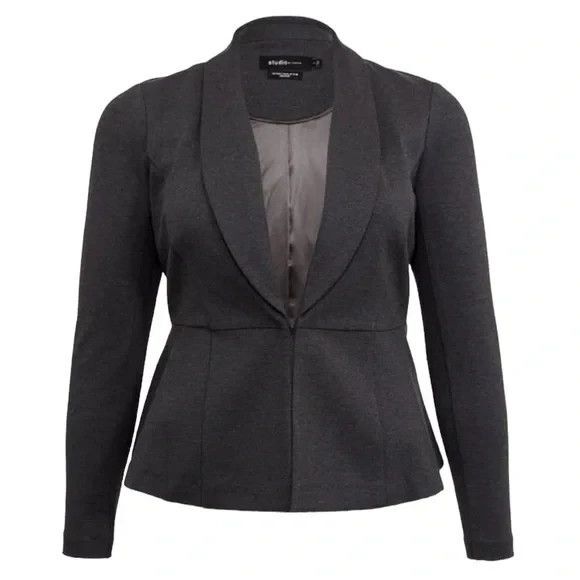 NWT Torrid Studio Luxe Charcoal Gray Ponte Peplum Blazer Size 3 or 22/24 Plus - Picture 2 of 3